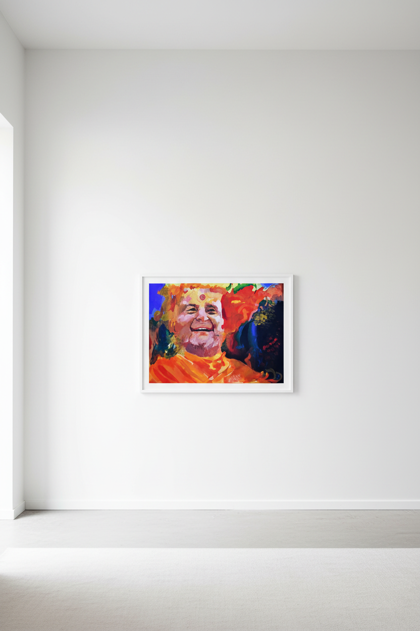 44x30 inch framed artwork in 10-foot white room