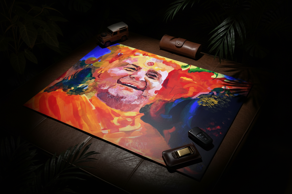 Brightly lit poster with clear surface