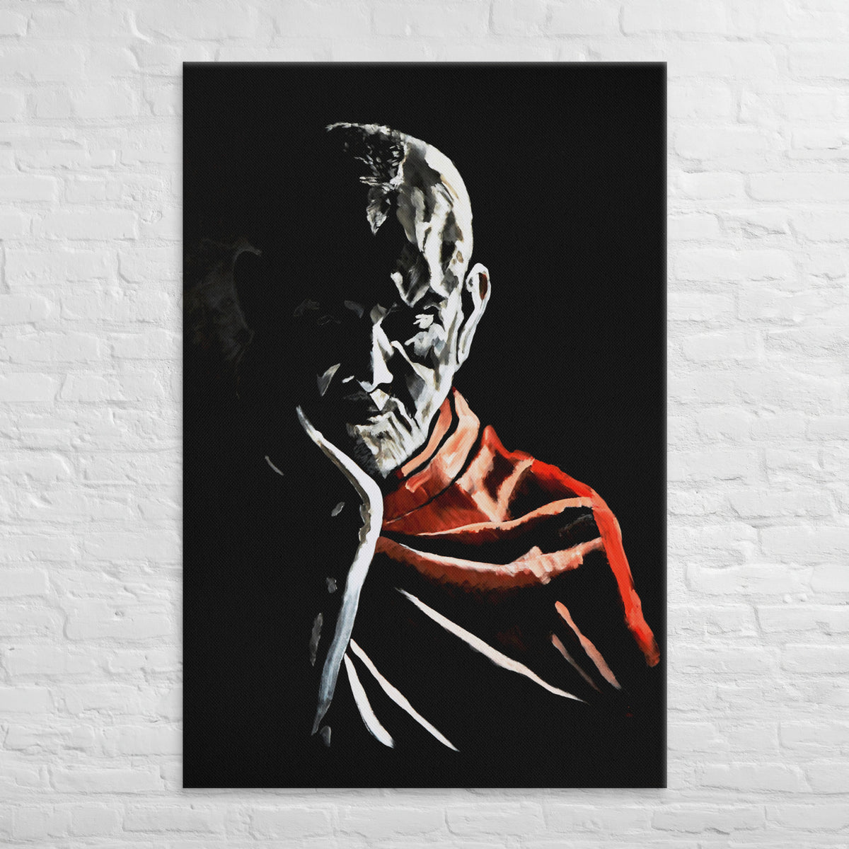 Contemporary devotional artwork of Mahant Swami Maharaj reading in soft warm light