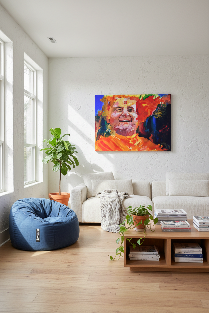 Canvas in natural bright living space