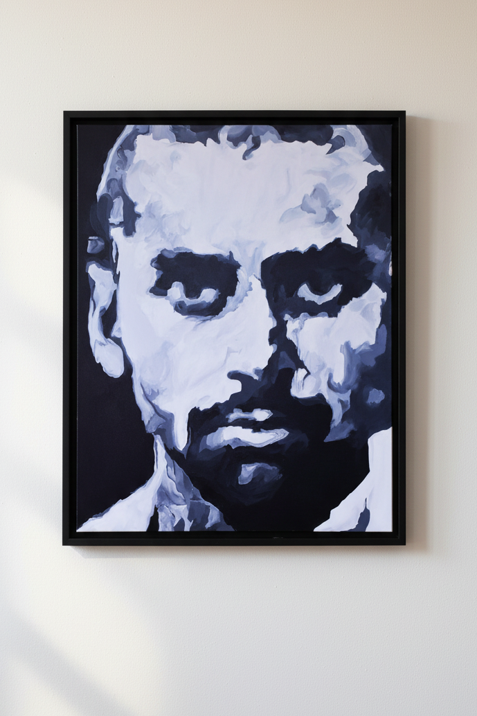 Framed portrait on wall