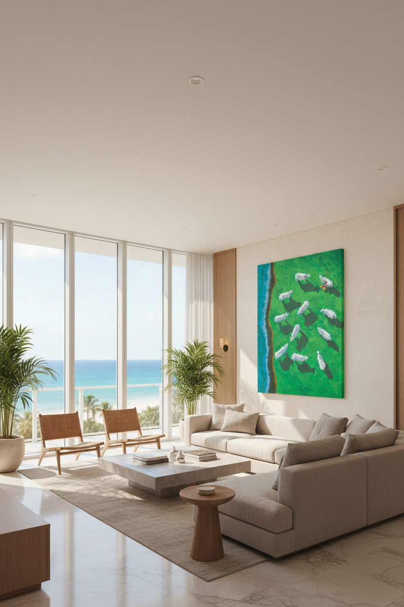 Frameless Canvas in Miami Penthouse
