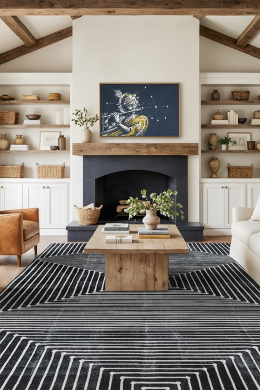 Krishna Art Larger Fireplace Mockup