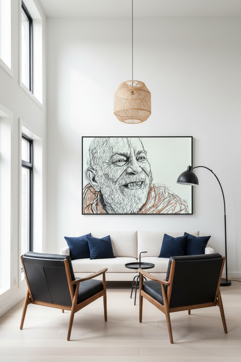 Large Canvas on White Wall