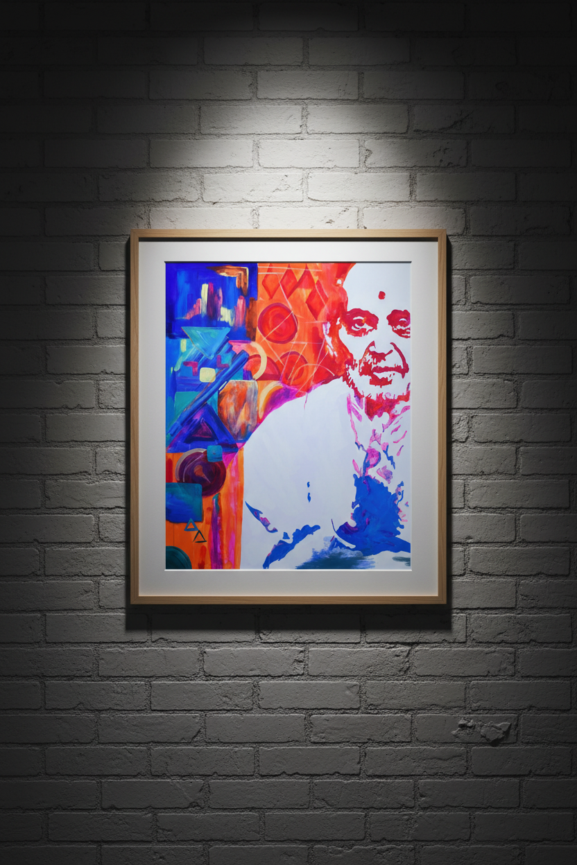 Larger poster with realistic spotlight and rough brick wall