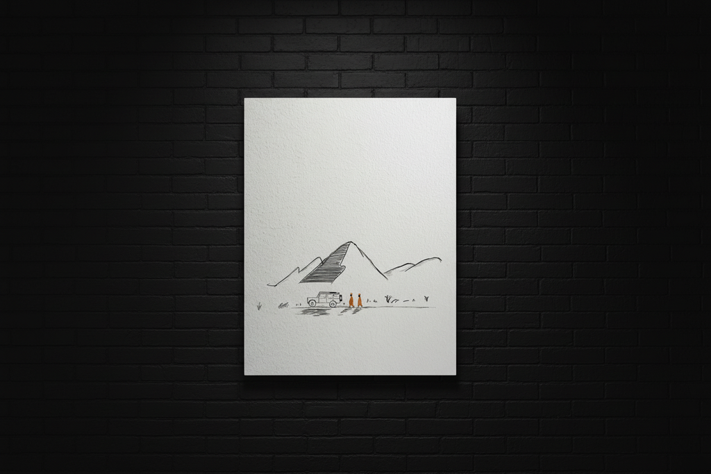 Metal Print on Black Subtle Brick Wall