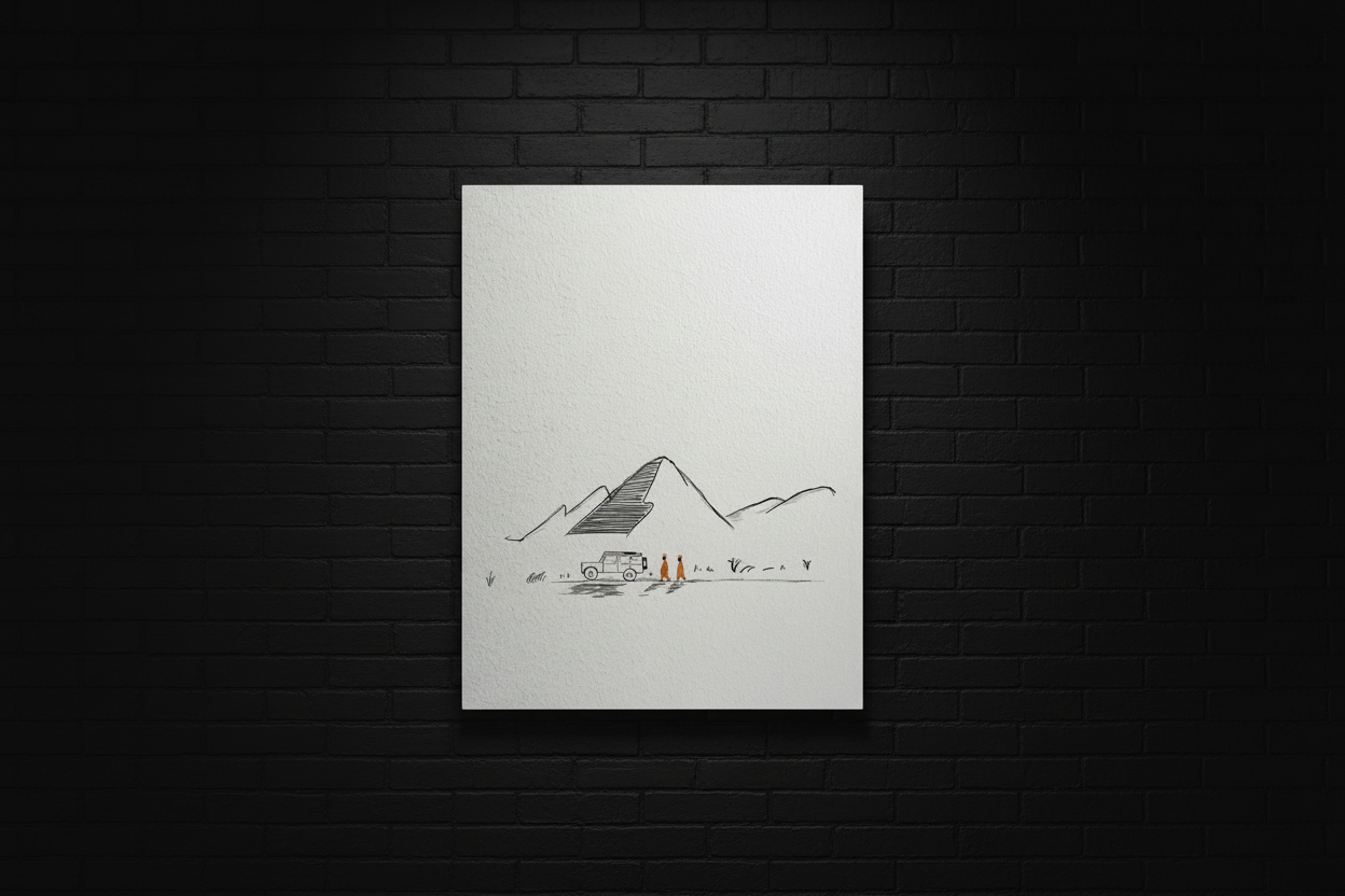 Metal Print on Black Subtle Brick Wall