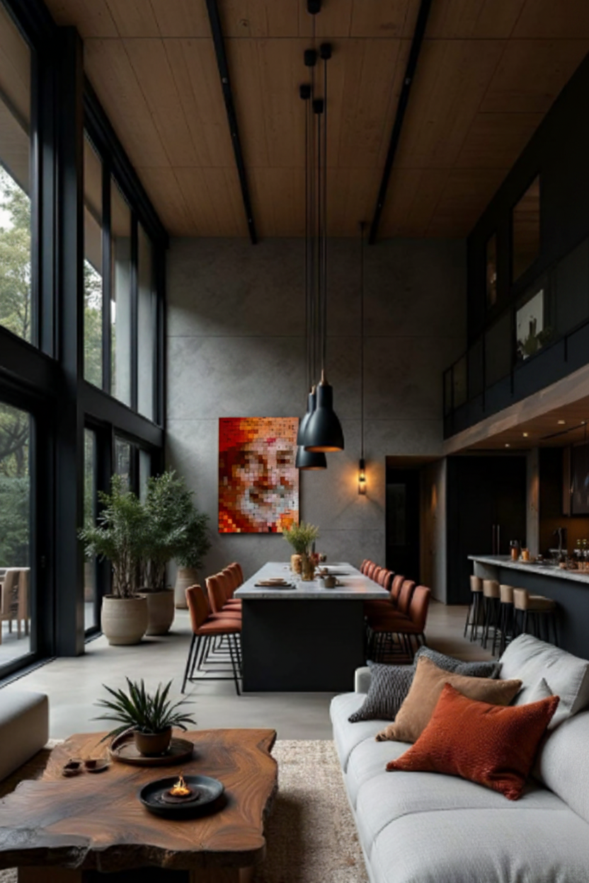 Mosaic Art Replacing Wall Painting – Dark Industrial Interior