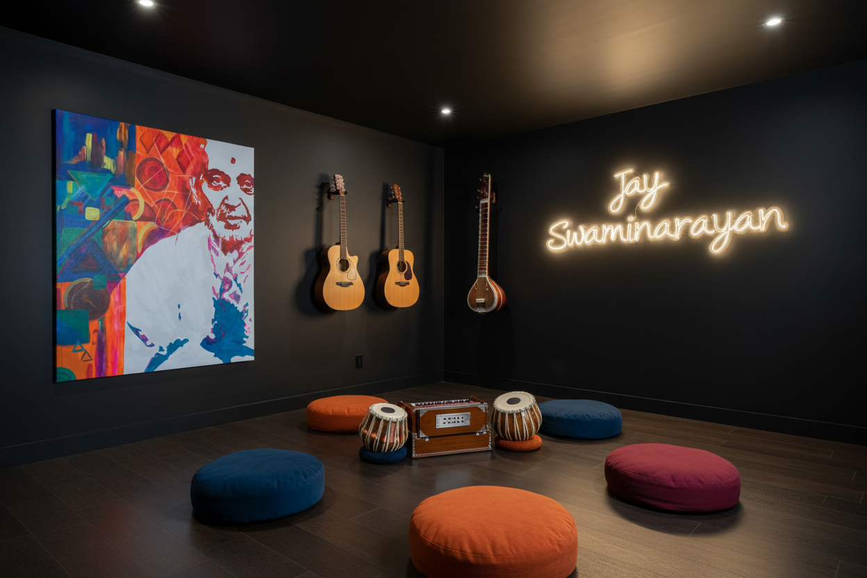 Music room from corner with proper proportions