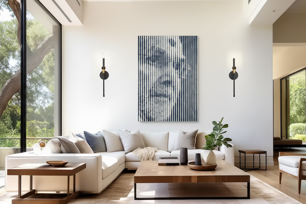 Navy Stripe Canvas on Wall – 40×60 Gallery Wrap