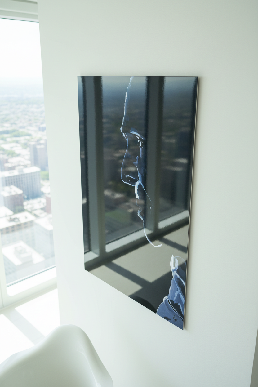 Overhead angle white wall