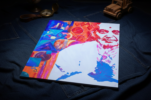 Poster on expanded denim fabric with better viewing angle