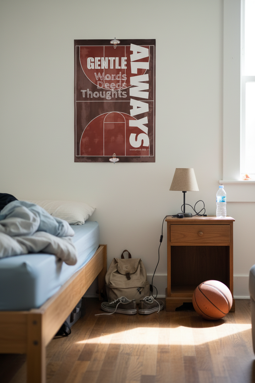 Real bedroom with bed