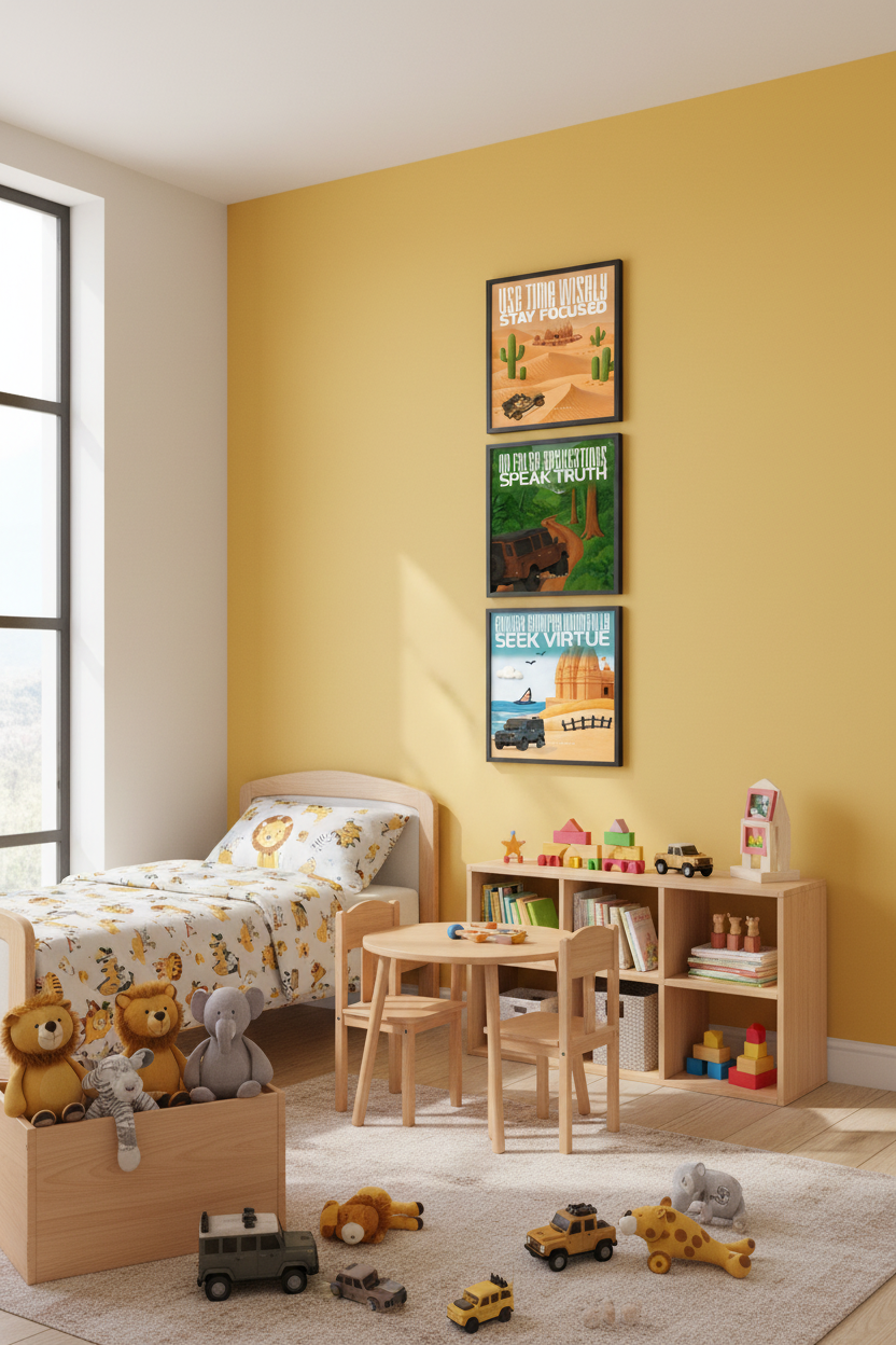 Safari room with smaller realistic poster sizes