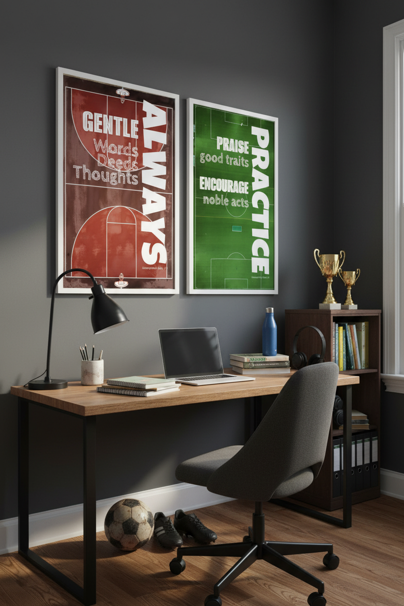 Study corner with original posters